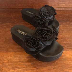 Jeffrey Campbell platform slides with flowers